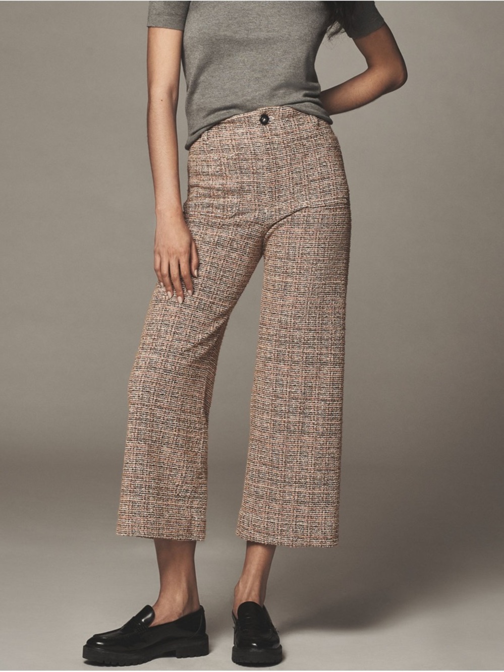 The Colette Tweed Crop Wide-Leg Pants by Maeve